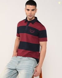 LEE COOPER Men Striped Regular Fit Polo T-Shirt