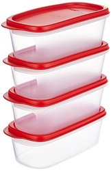 Tupperware Plastic Smart Saver Storage Container Sets (4 500 Ml), Red,