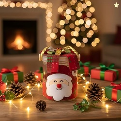 Crackles Christmas Party Decoration Jar with Santa & Snowman Face | De