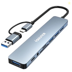Sounce 8-in-1 USB + Type C Converter, 1x USB 3.0, 4X USB 2.0, USB-C, 6