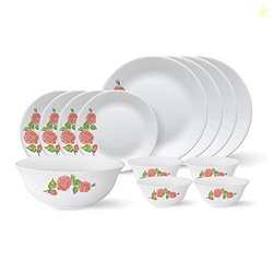 Larah by Borosil - Tiara Series, Rose Gold, 13 Pcs, Opalware Dinner Se