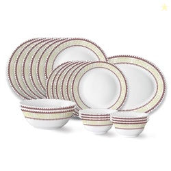 Larah by Borosil Elega Fluted Series Opalware Dinner Set | 21 Pieces f