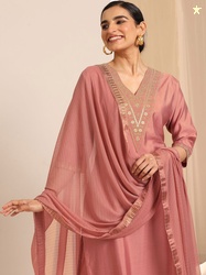 Gerua By Libas Floral Yoke Design Sequnnied Straight Kurta With Trouse