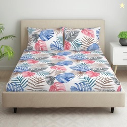 Welspun Microfiber Queen Size Bedsheet for Double Bed with 2 Pillow Co