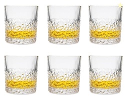 MosQuick Whiskey Glasses(Set of 6)-300ml Sculpted Scotch Glass,Old Fas