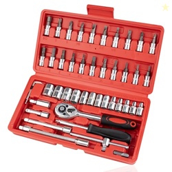 Beaiguna 46PCS Small Drive Socket Ratchet Wrench Screwdriver Set 1/4 I