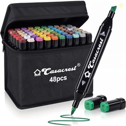 Dual Tip Alcohol Markers-48 Colours with Carrying Case for Sketching C