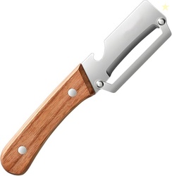 Multi-Functional Stainless Steel Vegetable Peeler with Wooden Handle &