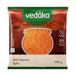 Amazon Brand - Vedaka Popular Unpolished Red Masoor Dal Split 500 g|Na