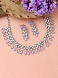 Atasi International Rhodium-Plated American Diamond Stone Studded Jewe