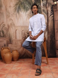Sangria Men Floral Printed Above Knee Kurta