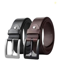 SHOPGLOBAL Men Pack Of 2 Solid Slim Leather Formal Belt