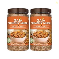 Gaia Crunchy Fruit and Nut Muesli 1 KG Jar (Pack of 2) - The Delicious