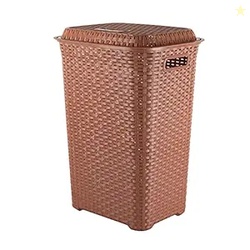 Cello Eliza Plastic Laundry Basket with Lid Brown, 50 Ltrs | Lightweig