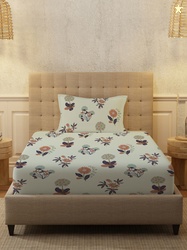 URBAN SPACE Radiance Green Floral Cotton 200 TC Single Fine Bedsheet w