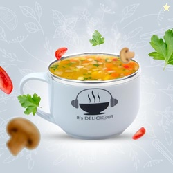Attro Spicy Bowl Noodle Soup Bowl 500ml with Inner Stainless Steel, Sp