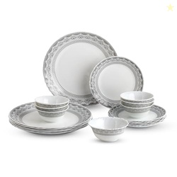 CELLO Oxford Imperial Plus Series Opalware Dinner Set of 19 Piece For 
