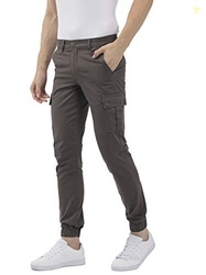 The Indian Garage Co Men Slim Fit Solid Mid-Rise Cuffed Cargos