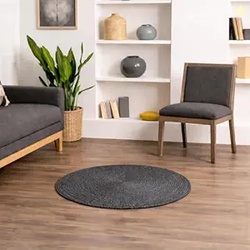2x2 feet Round Cotton Charcoal Rug  Handwoven Natural Braided Circle C