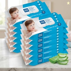 Mee Mee Wet Wipes for Baby Skin with Aloe Vera | 72 Wipes x Pack of 12