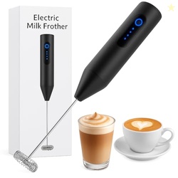 Bonsenkitchen Rechargeable Milk Frother & Coffee Whisker with Dual Spr