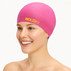 Boldfit Silicone Swimming Cap for Men, Women & Kids - Easy Fit, Long H