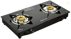 Amazon Basics 2 Burner LPG Gas Stove with Toughened Glass-top | ISI AP