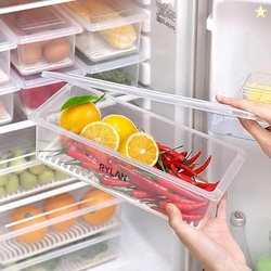 Claiez Fridge Storage Boxes (Pack of 3), Fridge Organizer with Removab