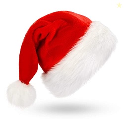 Indian Karigar Santa Cap Plush Fur Christmas Cap Unisex Santa Hat for 