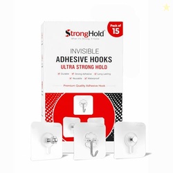 StrongHold Wall Hook Combo Pack of 15  (5 Pcs of Each Hooks) | Self Ad