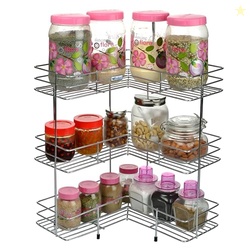 Wrolavi Heavy Duty 3-Tier Stainless Steel Kitchen Corner Rack | L Shap