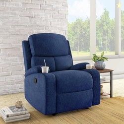 Nilkamal Matt 1 Seater Fabric Manual Recliner with Cup Holder (Blue)