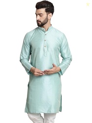 SOJANYA Men's Pintuck Silk Blend Embroidered Kurta