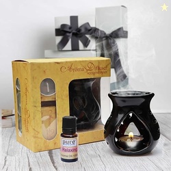 Pure Source India Ceramic Aroma Oil Diffuser Gift Set with 10ML Relaxi