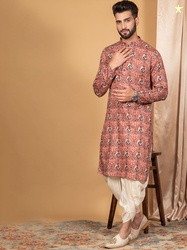 KISAH Mandarin Collar Ethnic Motifs Printed Straight Kurta