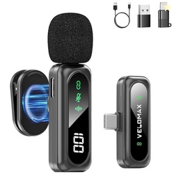 VELOMAX Mic for YouTube Wireless, Noise Reduction Magnetic Clip Wirele