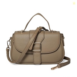 Faux Leather Satchel Handbag for Women, Taupe, Magnetic Lock with Remo