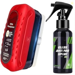 Oil Film Cleaning Brush with Car Glass Anti-Fog Spray  Windshield Defo
