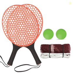 Amazon Brand - Jam & Honey Honeycomb Paddle Racket Set with Net 2 Rack