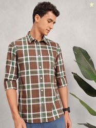 Nautica Slim Fit Tartan Checked Pure Cotton Casual Shirt