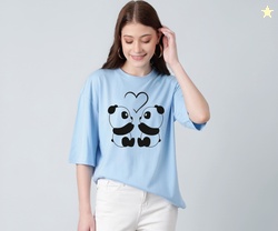 KOTTY Women's Cotton Blend Printed Oversized T-Shirts