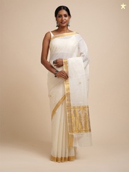 TEEJH Zari Cotton Kasavu Saree