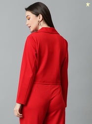 KOTTY Women's Solid Single Breasted Casual Blazer Rose Red