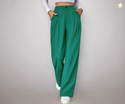 KOTTY Womens High Rise Cotton Blend Straight Fit Cross Pocket Solid Tr