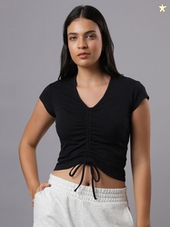 Converse Women Drawstring Ruched Short Sleeve Top