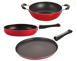 Nirlon Non Stick Coating AluminumGas & stovetops Friendly 3 Piece Cook
