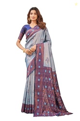 Marchie Fashion Womens Banarasi Silk Saree with Rich Pallu, Jacquard Z
