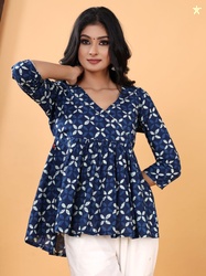 VASVI Print Cotton Empire Top