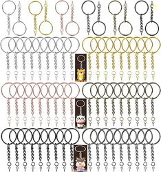 DIY Crafts Nickel Silver, Pack of 10 Pcs, Split Key Rings with Chain B