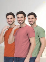 FREECULTR Men Half Sleeve Round Neck Organic Cotton T-shirts Pack Of 3